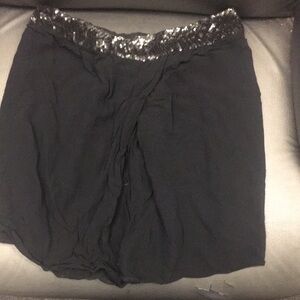 Black Skirt with Sequin Waistband